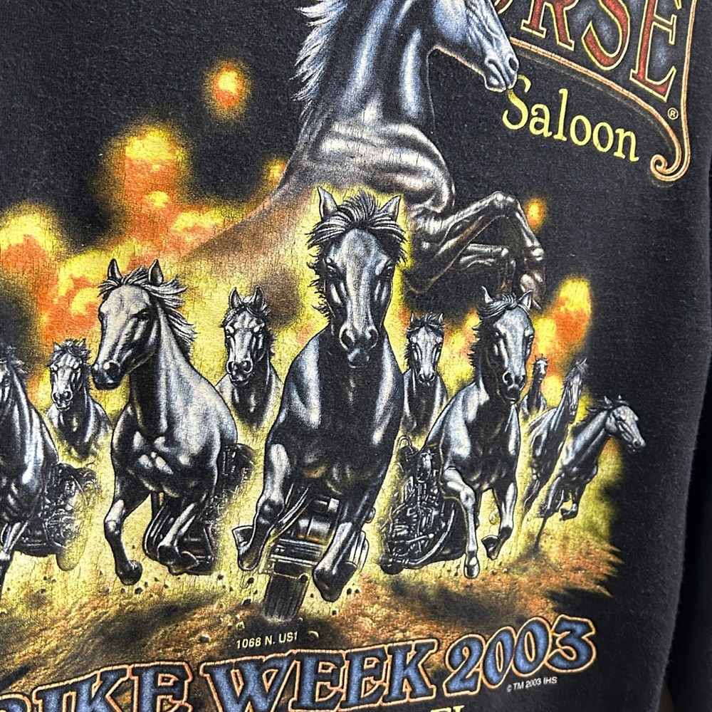 Vintage 2003 "World Famous" Iron Horse Saloon Bike Week long-sleeve shirt Size S - Picture 5 of 11